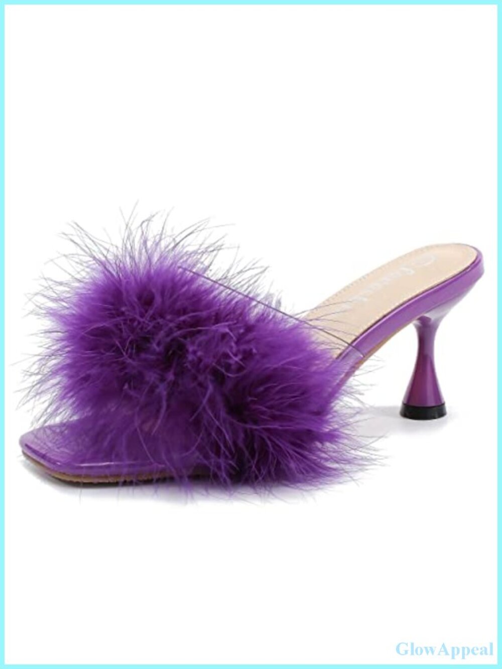Women's Clear Kitten Heel Mule Sandals with Fluffy Fur